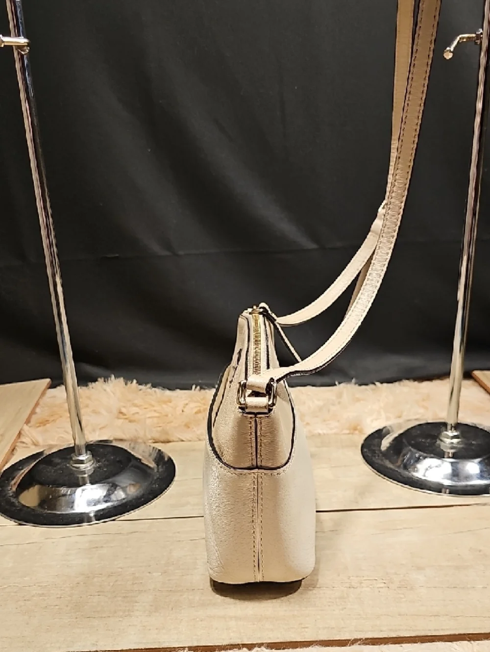 kate spade Beige Leather Crossbody Bag with Gold Hardware